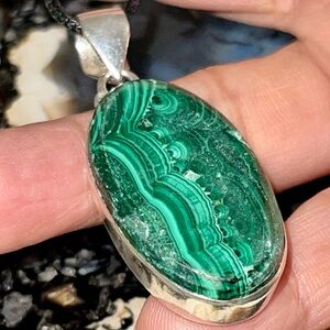 Malachite & Chrysocolla Crystal Pendant 2”